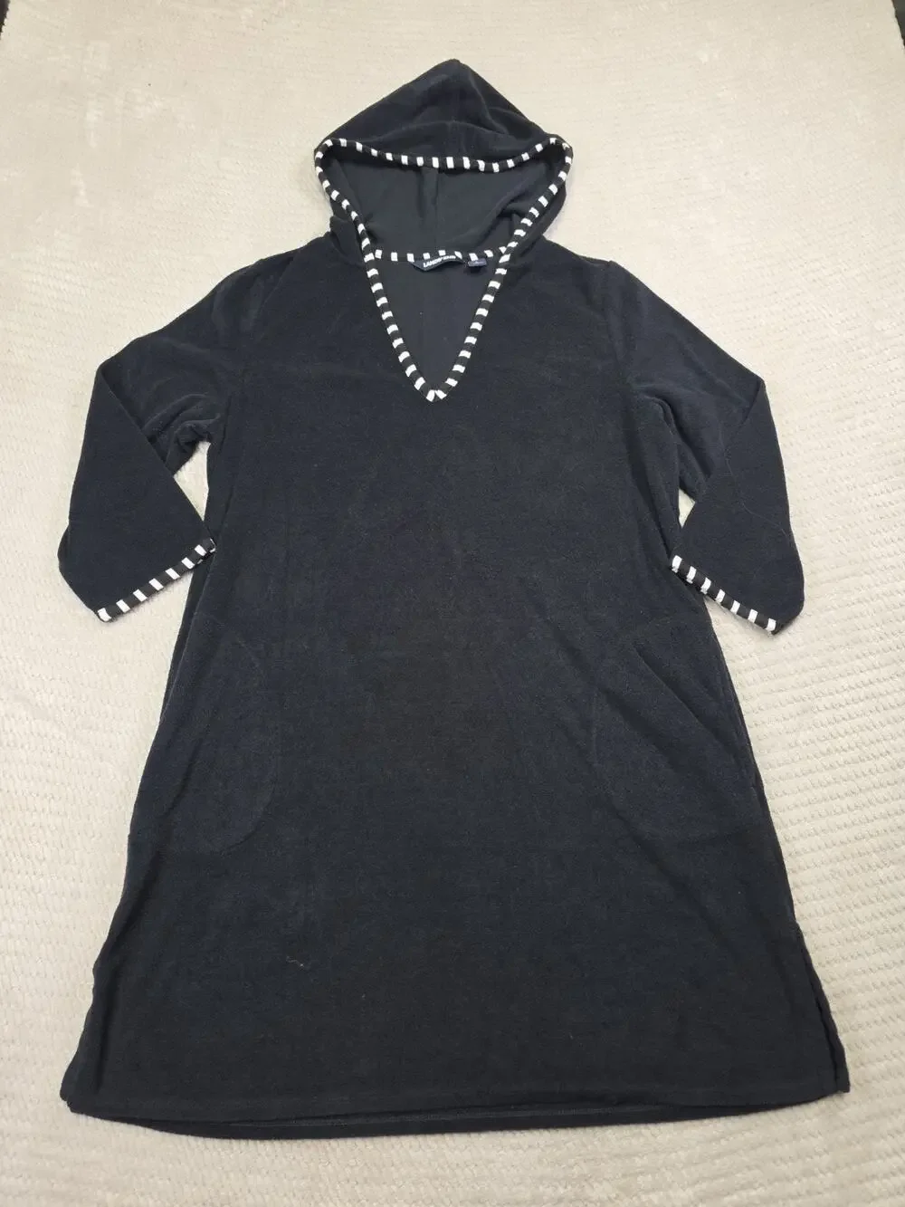 Lands End Swimsuit Cover Up Womens Large 14/16 Terry Cloth Hooded Pockets